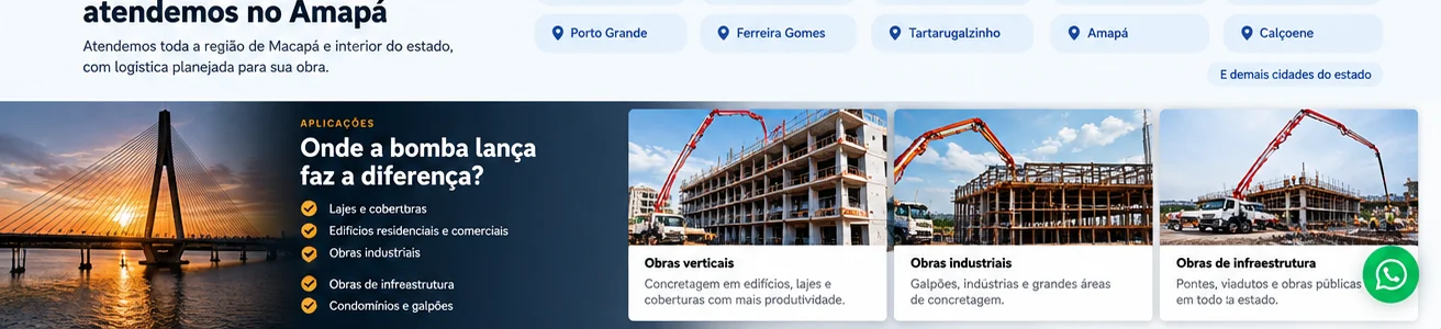 Aplicações de bomba lança em obras
